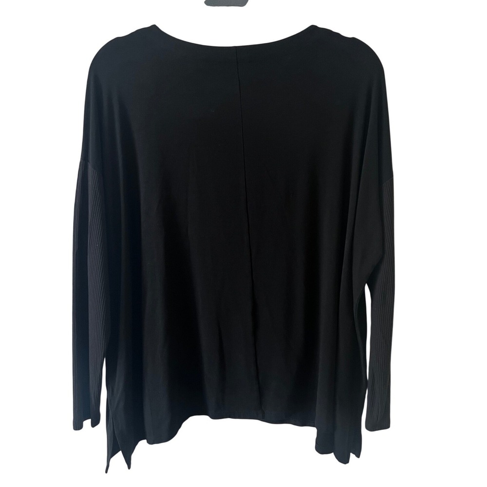 J. Jill Wearever Collection Black Oversized Tunic Top Size‎ Small Ribbed Sleeves - Picture 7 of 9